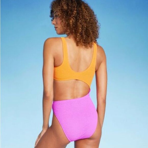 Wild Fable Women's One Piece Cut Out Orange and Pink NWOT Size XL - Picture 2 of 5